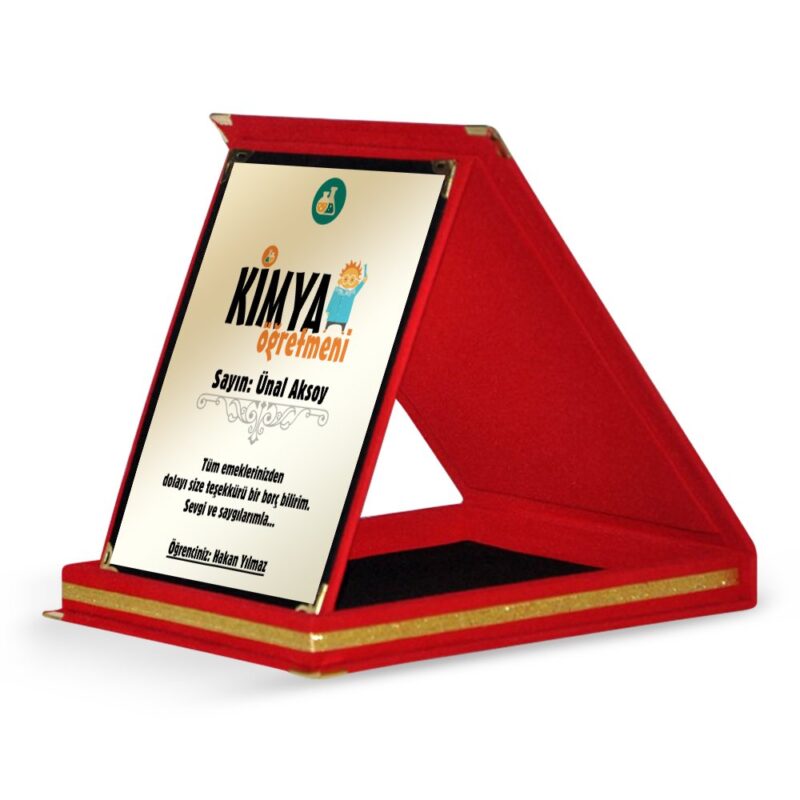Kişiye Özel Kimya Öğretmeni Kırmızı Plaket