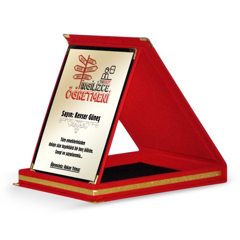 Kişiye Özel İngilizce Öğretmeni Kırmızı Plaket