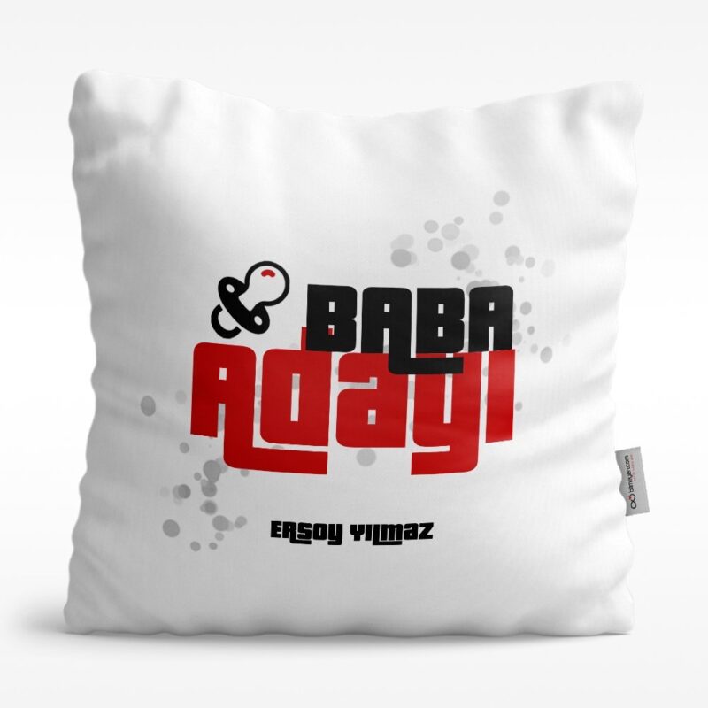 Kişiye Özel Baba Adayı Tasarımlı Beyaz Saten Yastık - 7