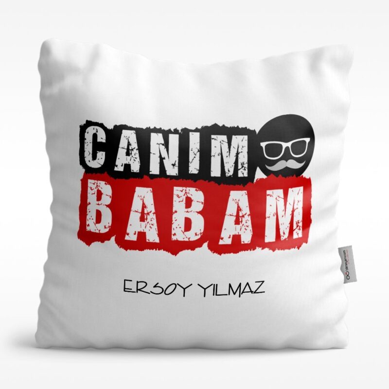 Kişiye Özel Canım Babam Tasarımlı Beyaz Saten Yastık - 5