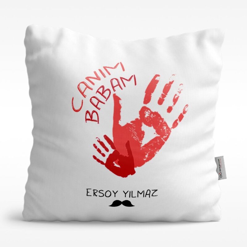 Kişiye Özel Canım Babam Tasarımlı Beyaz Saten Yastık - 2