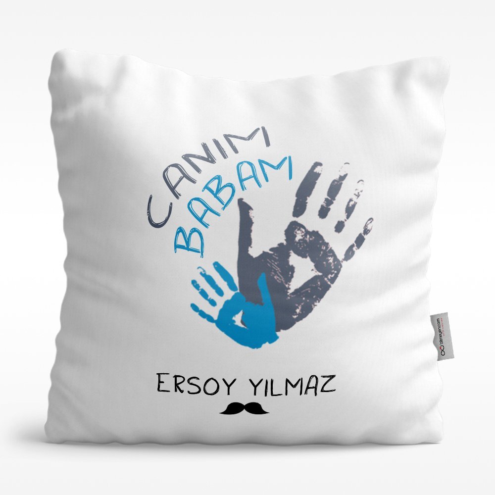 Kişiye Özel Canım Babam Tasarımlı Beyaz Saten Yastık - 1