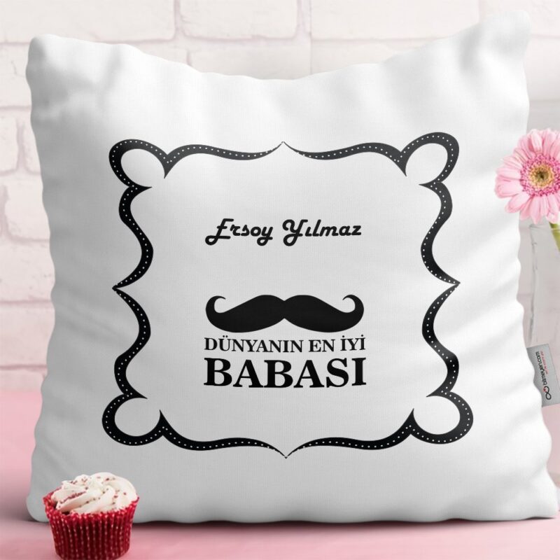 Kişiye Özel Dekoratif Beyaz Yastık (Babalar Günü Temalı) 25