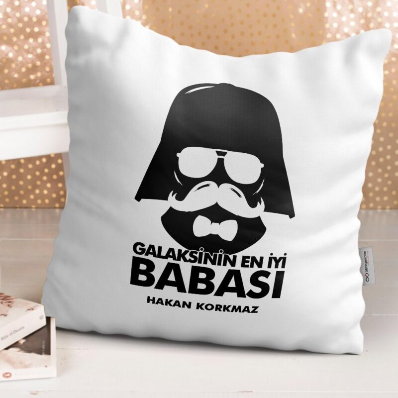 Kişiye Özel Dekoratif Beyaz Yastık (Babalar Günü Temalı) 14-T