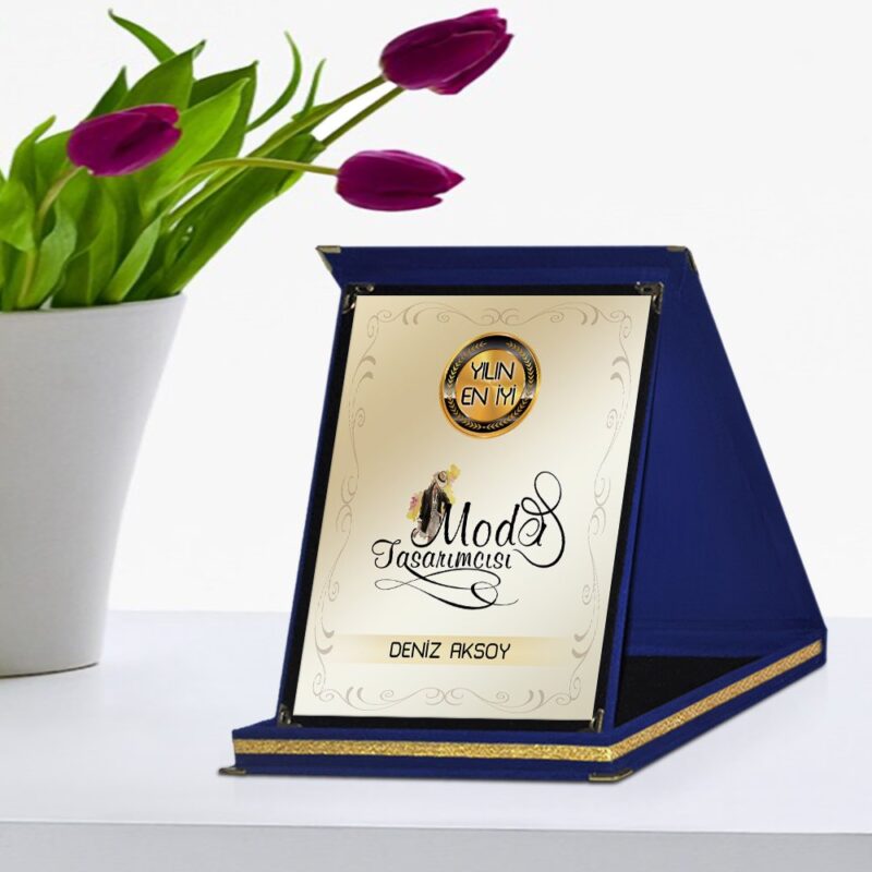 Kişiye Özel Yılın En İyi Moda Tasarımcısı Lacivert Plaket Ödülü - 1
