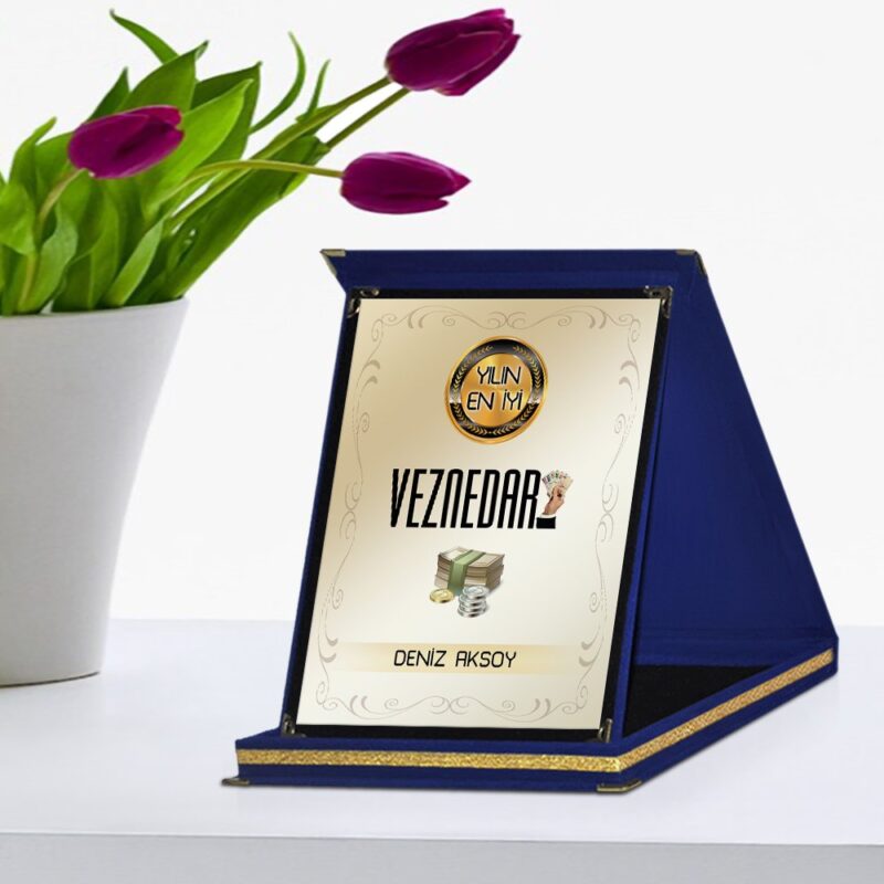 Kişiye Özel Yılın En İyi Veznedarı Lacivert Plaket Ödülü