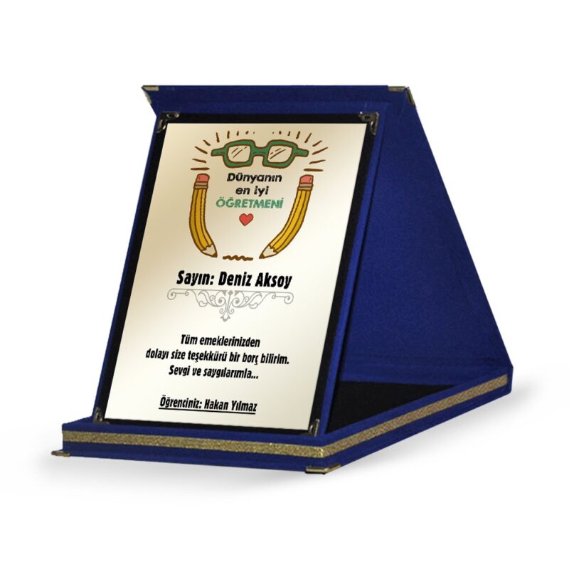 Kişiye Özel Lacivert Plaket (Öğretmenler Günü Temalı-19)