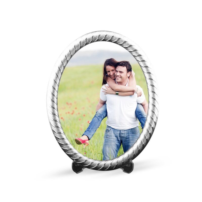 Kişiye Özel Gümüş Renk Oval Çerçeve