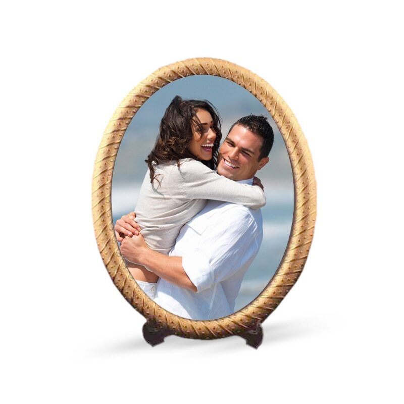 Kişiye Özel Altın Renk Oval Çerçeve