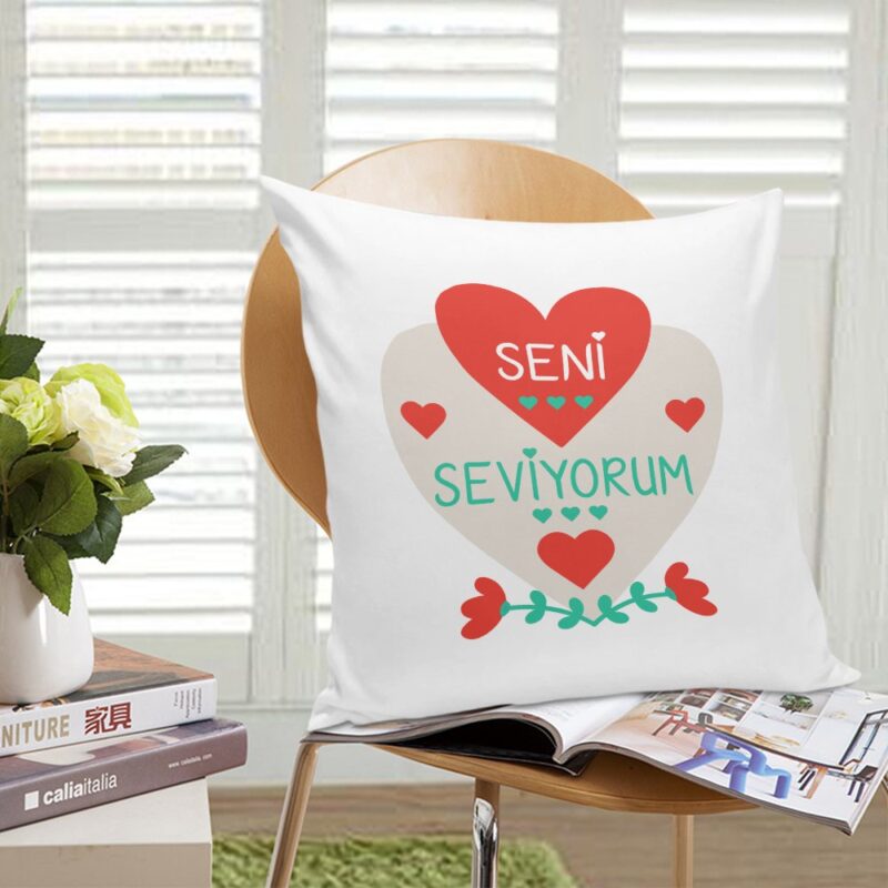 Kişiye Özel Seni Seviyorum Beyaz Yastık