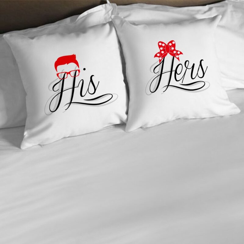 Kişiye Özel İkili His Hers Beyaz Yastık Takımı