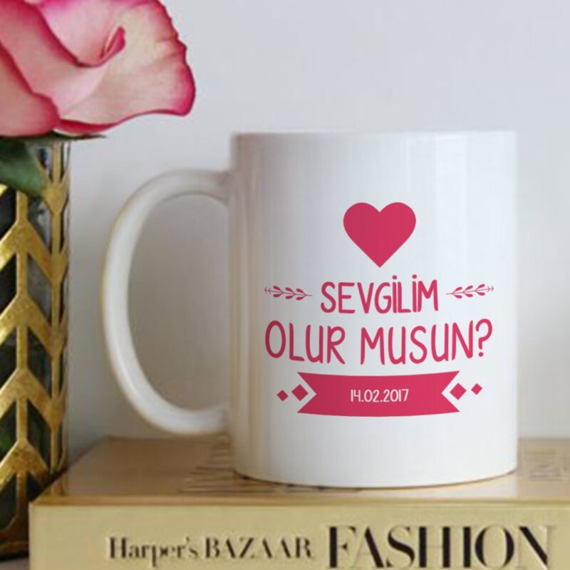 Kişiye Özel Sevgilim Olur Musun Beyaz Kupa Bardak