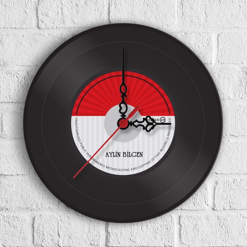 Kişiye Özel Nostaljik Plak Baskılı Kaliteli 5mm HDF Fotoblok Baskı Ahşap Duvar Saati 28cm - 2