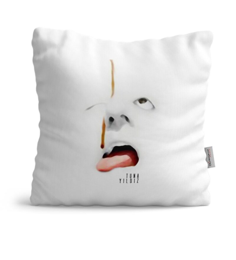 Kişiye Özel Cute Face Tasarımlı Beyaz Saten Yastık - 1