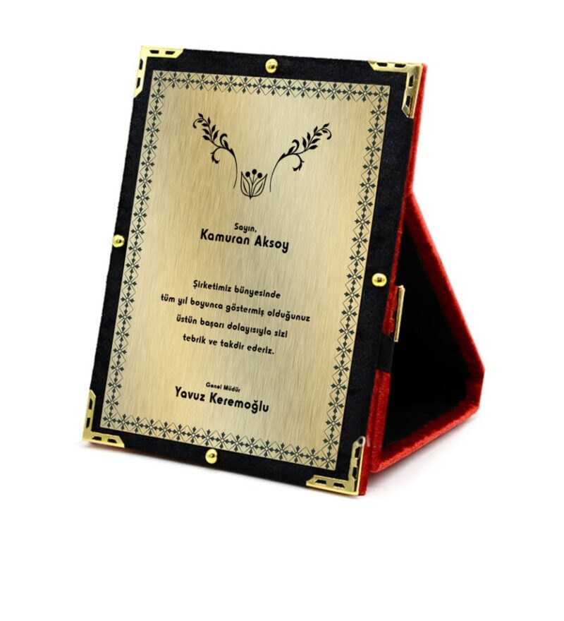 Kişiye Özel Kırmızı Kadife Albüm Plaket (12x16 cm.)