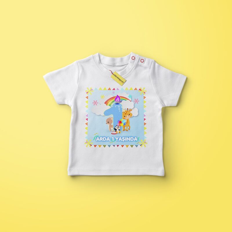 Kişiye Özel 1. Yaş Tasarımlı Erkek Bebek &amp;amp; Çocuk Tişört - 1