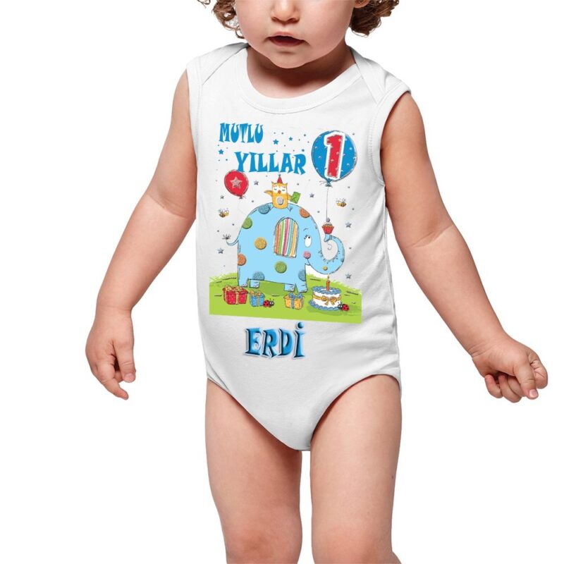 Kişiye Özel Erkek Bebek 1 Yaş Tasarım Doğum Günü Bebek Zıbını
