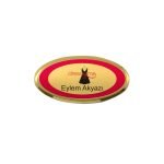 Oval Metal Personel Yaka İsimliği Altın Renk 4cmx7cm