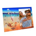 Deniz Temalı Kristal Cam Çerçeve Fotoğraflı Saatli Kişiye Özel