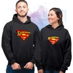 Sevgili Hoodieleri Bay Bayan Çift Kombini Supermen Baskılı Kapüşonlu Sweatshirt 2 Adet