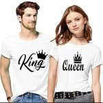 Sevgili Tişörtleri Bay Bayan Çift Kombin Beyaz King ve Queen Tshirt 2 Adet