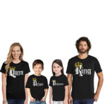 4lü Aile Kombini King Queen Prince Princess Tişört %100 Pamuklu