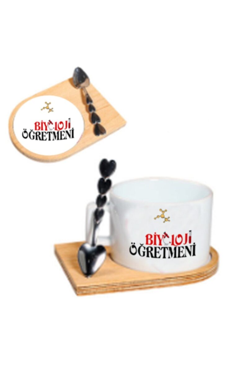 Biyoloji Öğretmeni Ahşap Altlıklı Seramik Fincan