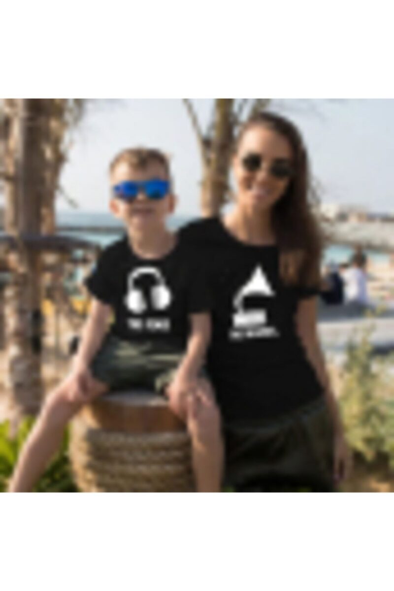 Anne Oğul Tişört Kombini The Original The Remix Vip Tasarım Baskılı Pamuklu Siyah T-shirt Kombini