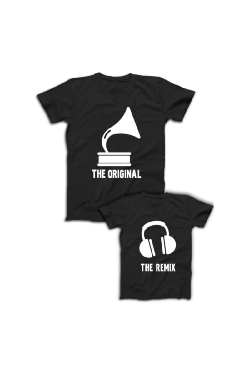 The Original The Remix Baskılı Aile Siyah Tişört (Kombin Yapılabilir Fiyat Ayrı Ayrıdır)
