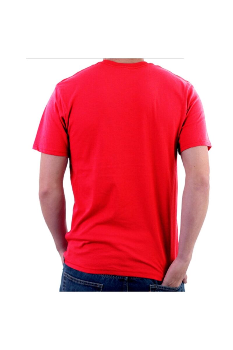 Pamuklu Penye Tişört Erkek Kadın Unisex Basic T Shirt Kırmızı Bayrak Kırmızısı BASKISIZ SATIŞ - Görsel 2