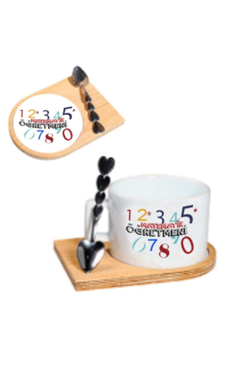 Matematik Öğretmeni Ahşap Altlıklı Seramik Fincan