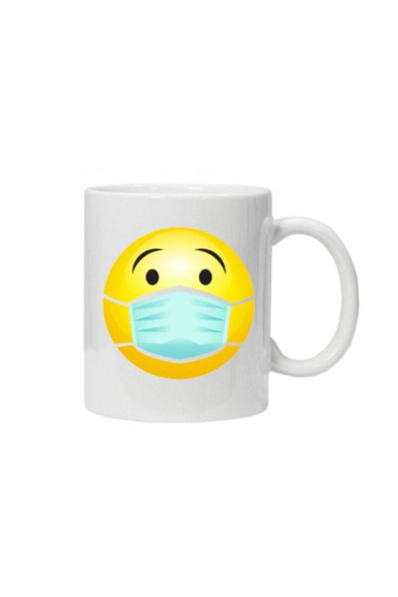 Maskeli Emoji Tasarımlı Kupa Bardak Çay Kahve Kupası