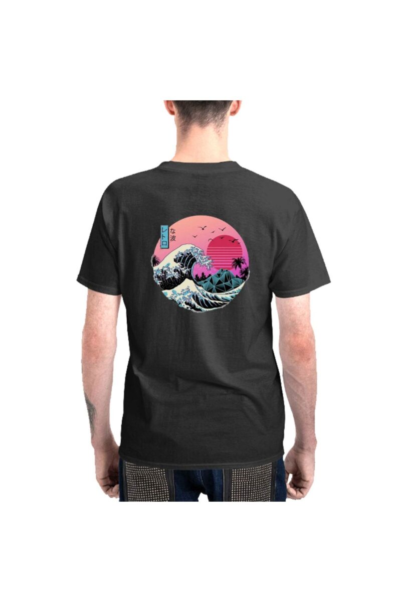 Özel Tasarım Geniş Sırt Baskılı Tshirt Açık Siyah Erkek Tişört %100 Pamuk