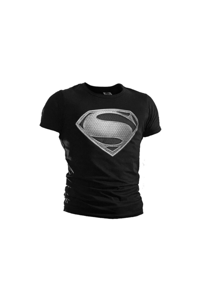 Supermen Logo Baskılı Lüx Pamuklu Erkek Kadın Unisex Tişört Superman Tshirt Siyah Yeni Sezon