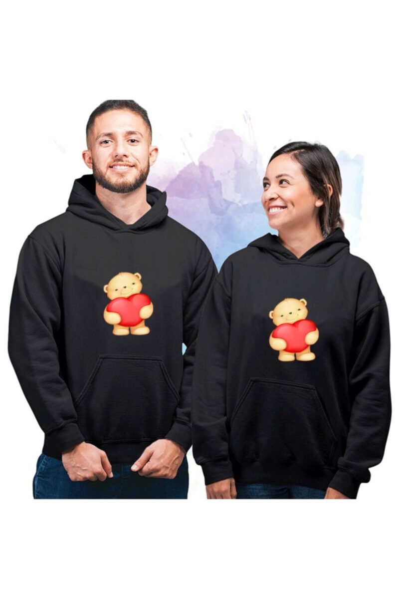 Sevgililer Gününe Özel 2 Adet 2 Iplik Kapüşonlu Sevgili Kombini Hoodie Sevgili Sweatshirt