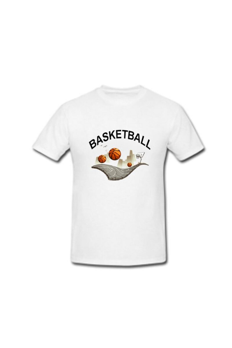 Basketbol Baskılı %100 Pamuk Beyaz Tişört ve Şapka Kombini Kaliteli Yazılık Tshirt Spor Giyim - Görsel 2