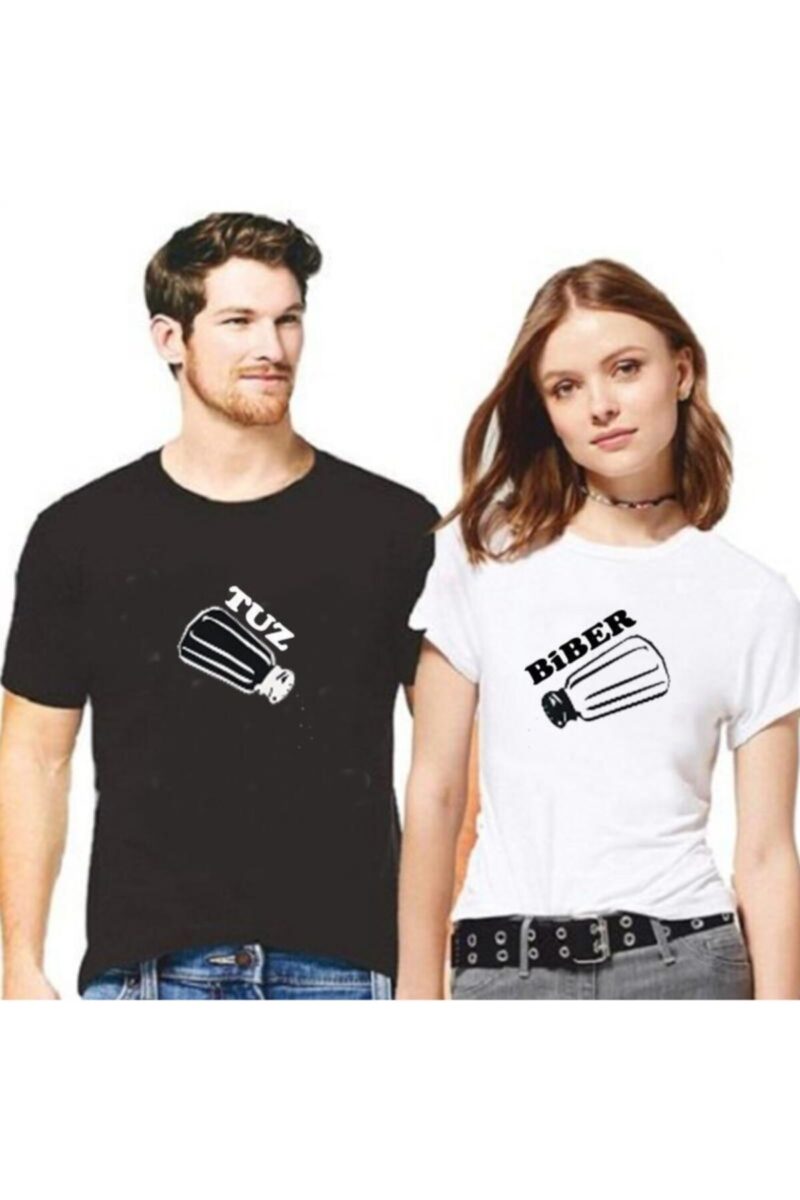 Sevgili Tişörtleri Bay Bayan Çift Kombini Tuz Biber Yüksek Kalite Siyah Beyaz Tshirt 2 Adet