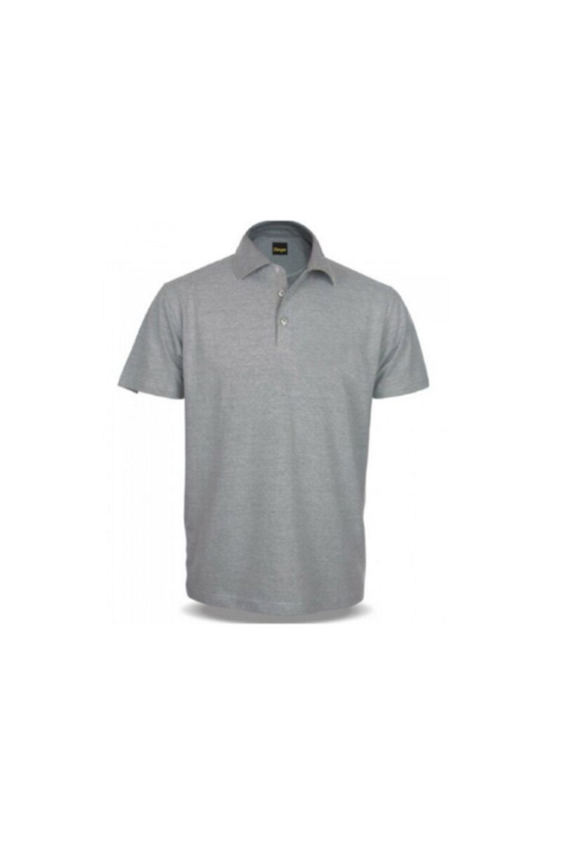 Lüx Penye Polo Yaka Tişört Gri Kısa Kol Yüksek Kalite Pamuklu Yakalı Tshirt Pike Penye Kumaş