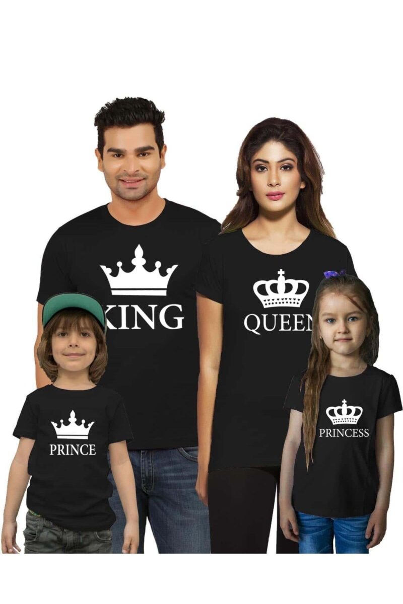King Queen Prince Princess Anne Baba Çocuklar 4lü Aile Kombini Pamuklu Tişört Takımı