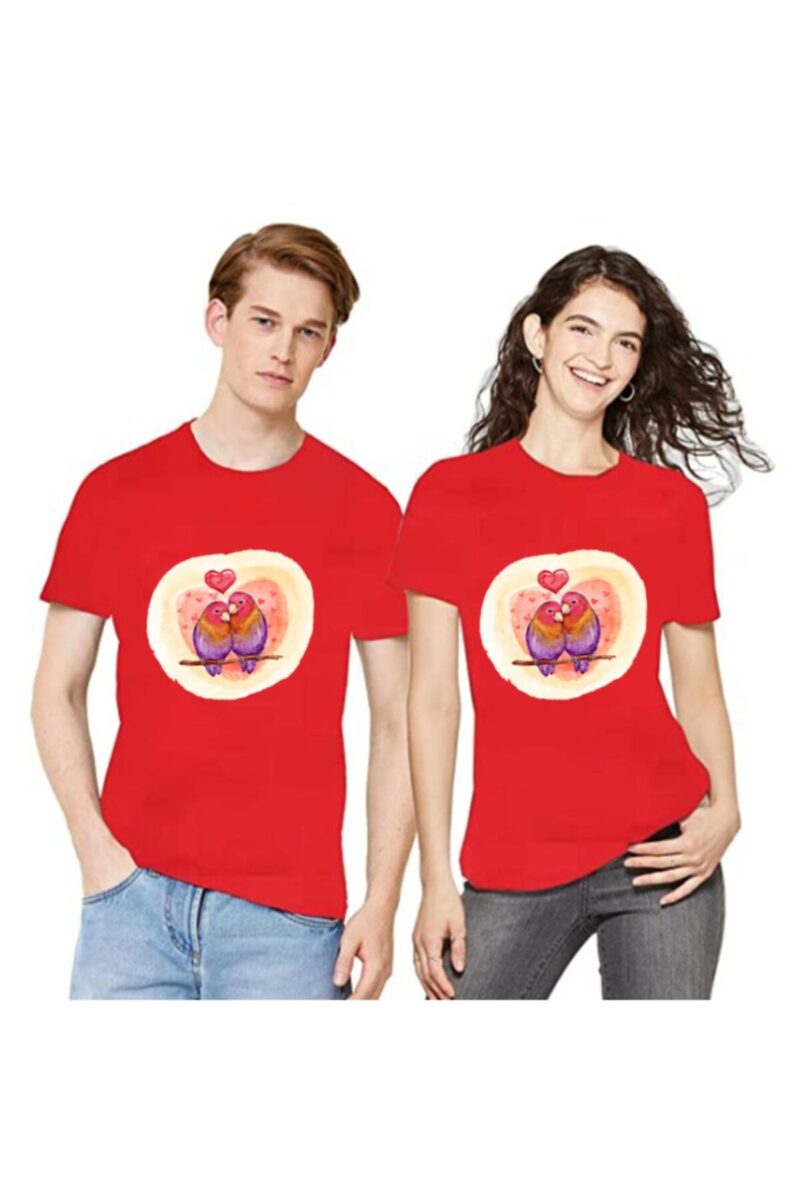 Sevgililer Gününe Özel Sevgili Tişörtleri Baskılı Sevgili Kombini Pamuklu Kırmızı 2 Adet Tshirt