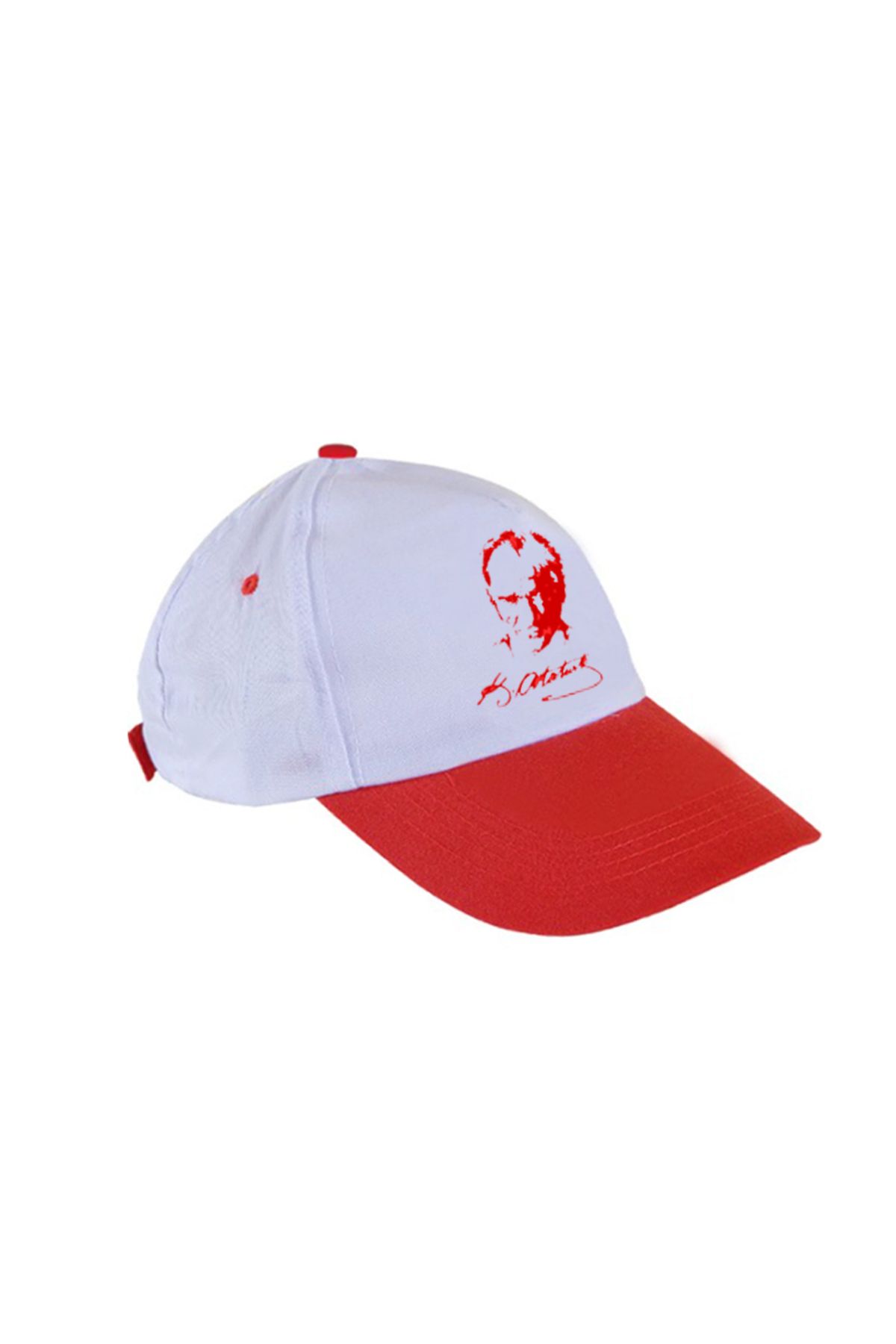 Okullara Özel Kemal Atatürk Baskılı Beyaz Kırmızı Kepli Polyester Şapka 9-10yaş Üzeri
