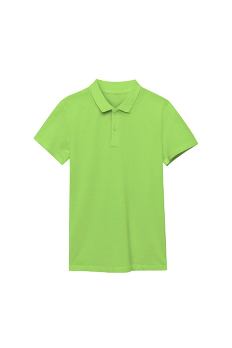 Polo Yaka Tişört Açık Yeşil Pamuklu Polo Yakalı Fıstık Yeşili Tshirt