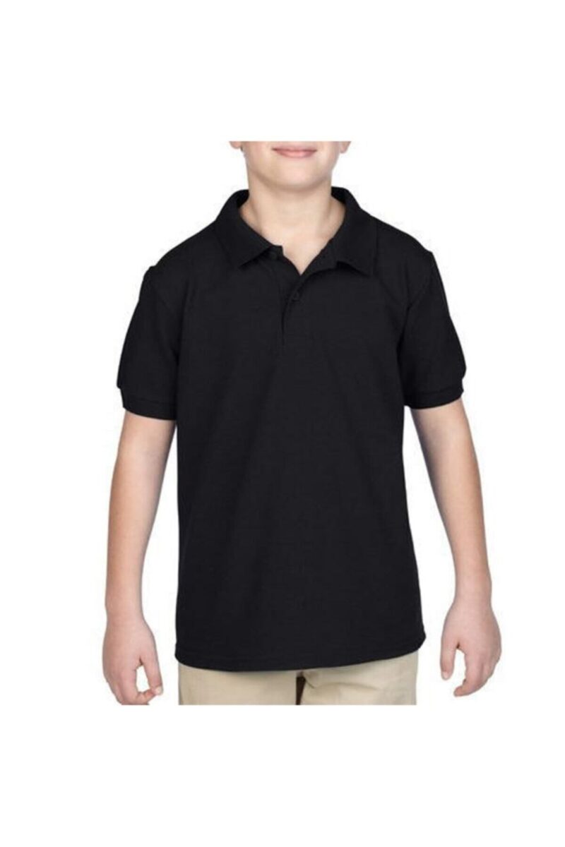 Çocuk Polo Yaka Kısa Kollu Siyah Tişört Pamuklu Polo Yakalı Çocuk Tshirt