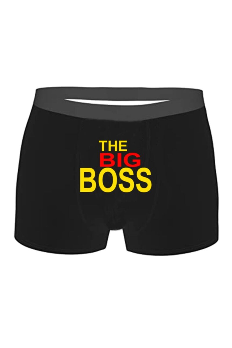 The Big Boss Baskılı Espirili Siyah Erkek Boxer Pamuklu Yerli Üretim