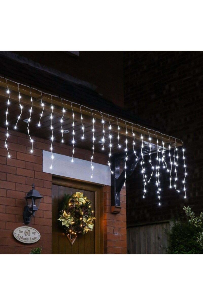 Saçaklı Led Dekorasyon Işığı 3 Metre Buz Beyaz Eklemeli 14 Sıra Saçak