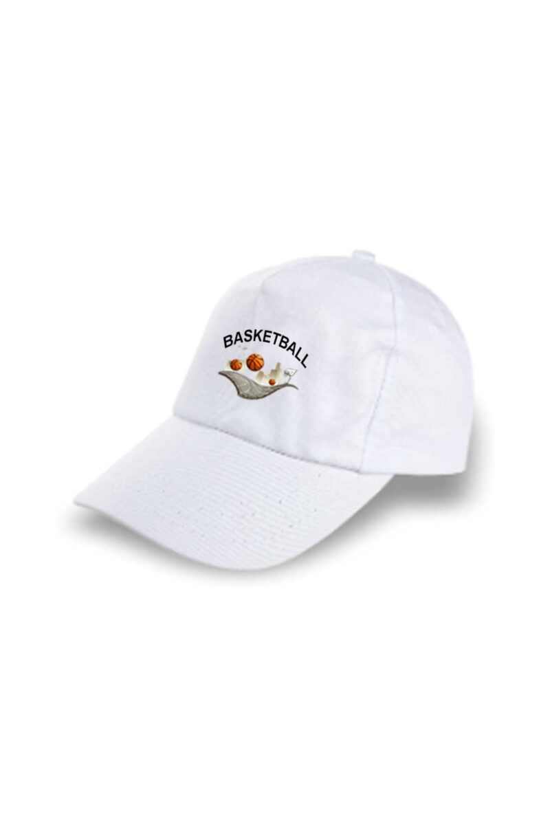 Basketbol Baskılı %100 Pamuk Beyaz Tişört ve Şapka Kombini Kaliteli Yazılık Tshirt Spor Giyim - Görsel 3