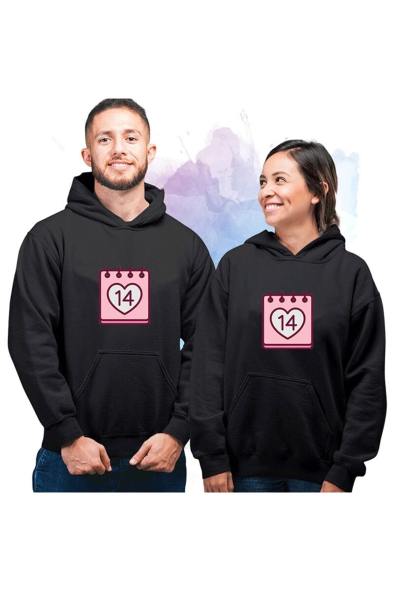 Sevgililer Gününe Özel 2 Adet Hoodie 2 Iplik Kapüşonlu Sevgili Kombini Sevgili Sweatshirt