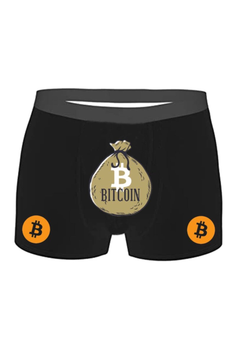 Bitcoin Baskılı Espirili Siyah Erkek Boxer