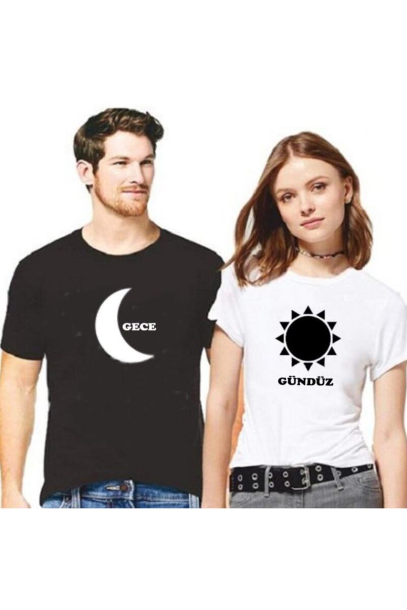 Sevgili Tişörtleri Bay Bayan Çift Kombini Gündüz Gece Yüksek Kalite Siyah Beyaz Tshirt 2 Adet