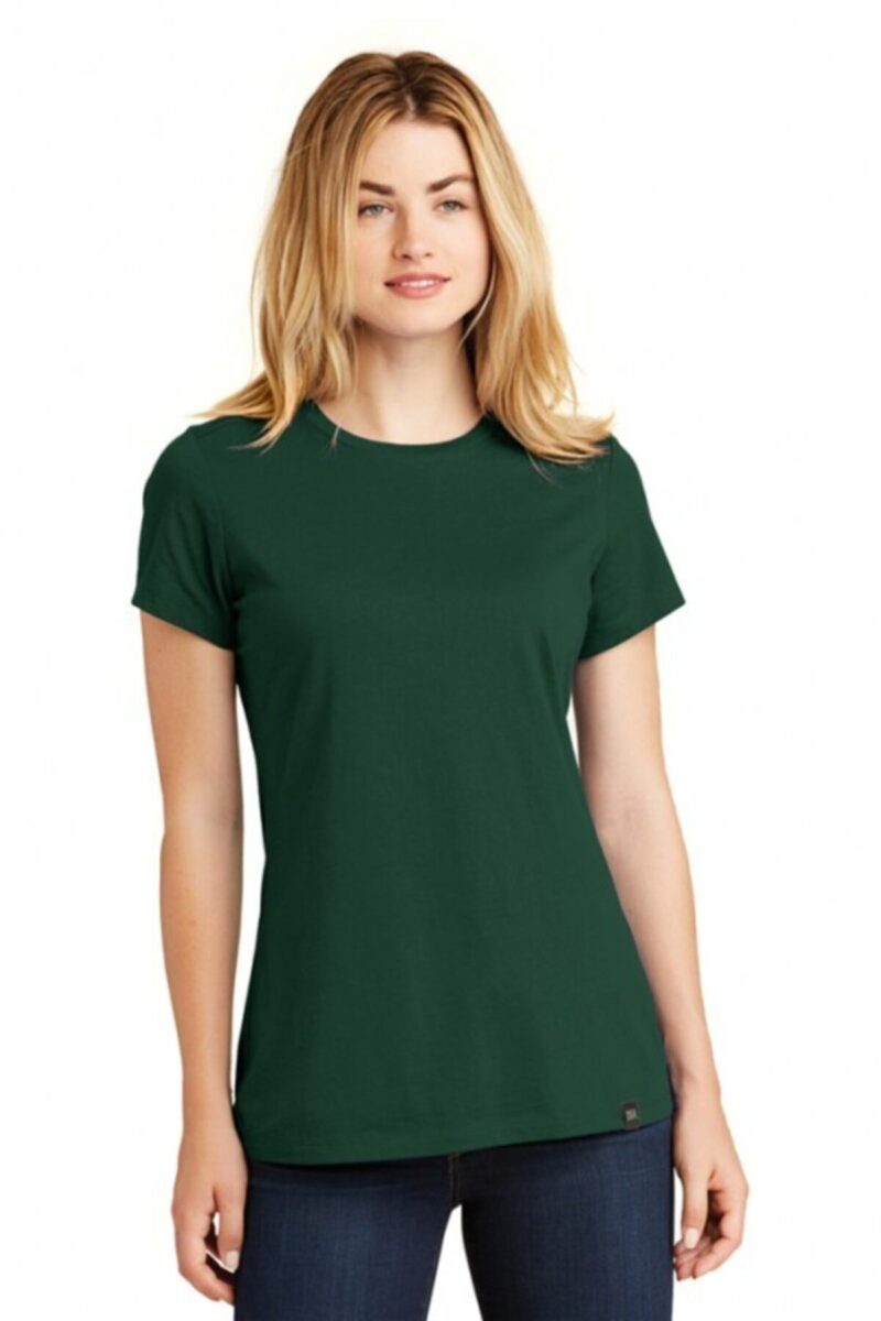 Bisiklet Yaka Nefti Yeşil Tişört Pamuklu Askeri Yeşil Kadın Tshirt
